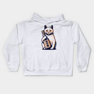 Vintage Cat and Sake: Hilarious Japanese-Inspired Tee Kids Hoodie